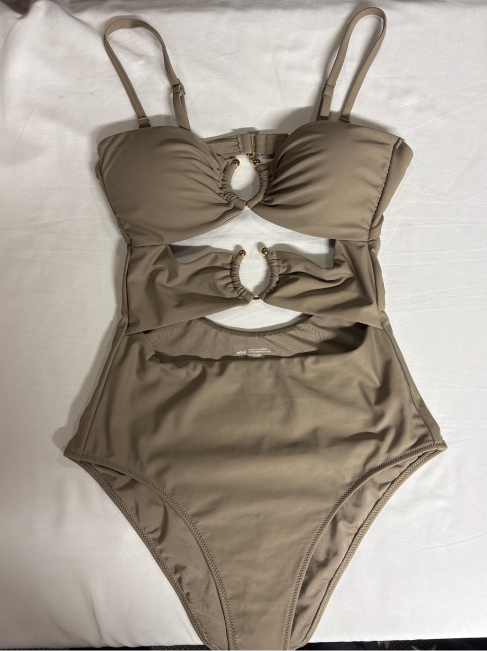 aerie Taupe Cutout Ring One-Piece Swimsuit